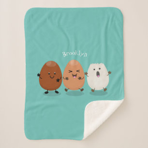 Kawaii eggs funny cartoon sherpa deken