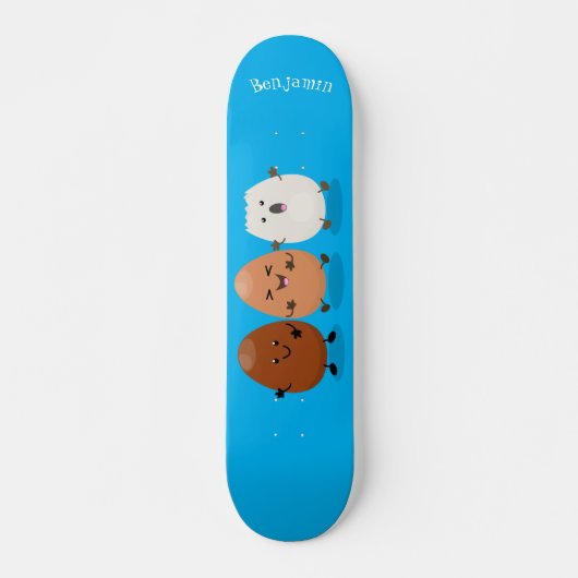 Kawaii eggs funny cartoon skateboard (Voorkant)