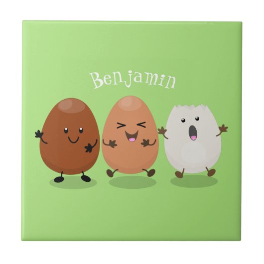Kawaii eggs funny cartoon tegeltje (Voorkant)