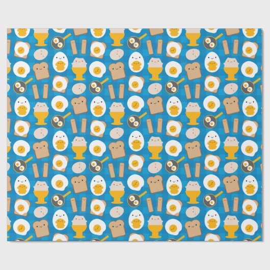 Kawaii-eieren voor ontbijt cadeaupapier (Vlak)
