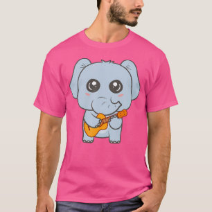 Kawaii Elephant speelt akoestische Cartoon T-shirt