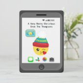Kawaii Emoji themed Merry-kerstgroetings Kaart (Staand voorkant)