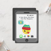 Kawaii Emoji themed Merry-kerstgroetings Kaart (Voorkant / Achterkant in situ)