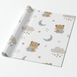 Kawaii engelkatten en wolken (1) cadeaupapier