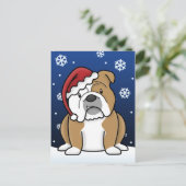 Kawaii English Bulldog Carte postale de Noël (Debout devant)