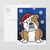 Kawaii English Bulldog Carte postale de Noël (Devant / Derrière)