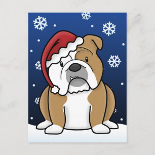 Kawaii English Bulldog kerstBriefkaart Feestdagenkaart