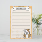 Kawaii English Bulldog Stationery Briefpapier (Staand voorkant)
