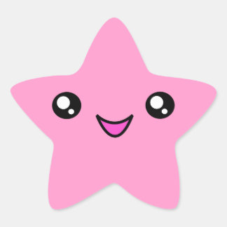Kawaii Face Pink Star Sticker