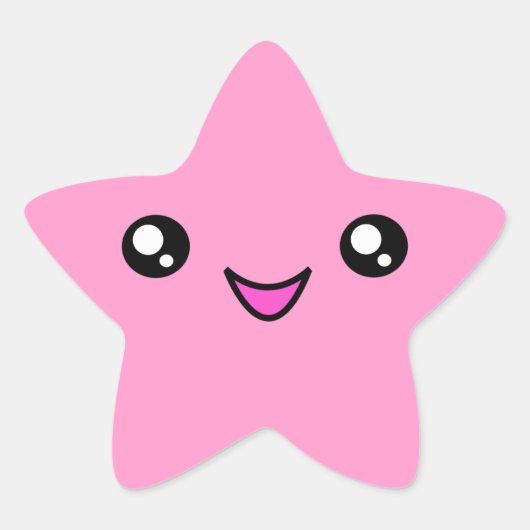 Kawaii Face Pink Star Sticker (Voorkant)