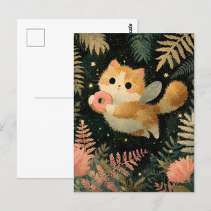 Kawaii Fairy Cat met Donut Briefkaart