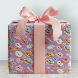 Kawaii Fast Food Burger Donut Patroon Cadeaupapier