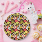 Kawaii Fast Foodie Characters Pattern Papieren Bordje (Feest)