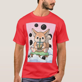 Kawaii Fennec Fox Bubble Boba Milk Tea Japans T-shirt
