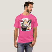 Kawaii Fennec Fox Eten Ramen T-shirt (Voorkant volledig)