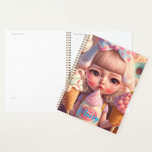 Kawaii fille mignonne avec carnet de glaces (Devant avec enveloppe)