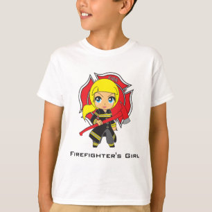 Kawaii Firefighter Girl -  T-shirt