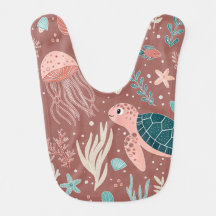 Kawaii Fish & Ocean Animals Print Baby slabbetjes