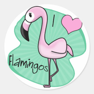 Kawaii Flamingo Gifts Ronde Sticker