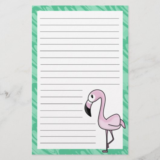 Kawaii Flamingo Stationery Briefpapier (Voorkant)