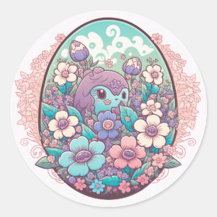 Kawaii floral cartoon stijl geïllustreerd sticker