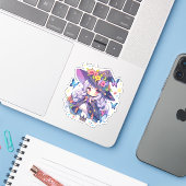Kawaii Floral Loli Witch Sticker (Laptop met iPhone)