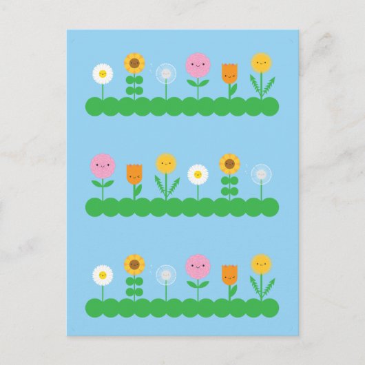 Kawaii Flower Field Briefkaart (Voorkant)