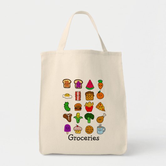 Kawaii Food Grocery Tote Bag (Voorkant)