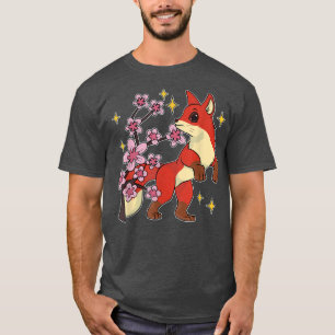 Kawaii Forest Animal Fo Lover Sakura Cherry Blosso T-shirt