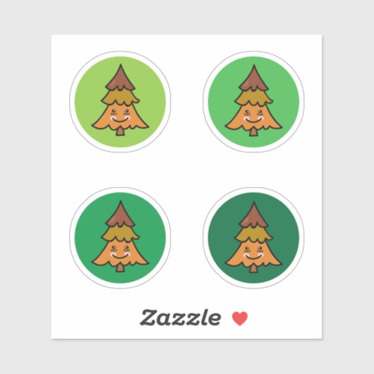 Kawaii Forest Tree Stickers Herfstkleuren (Vel)