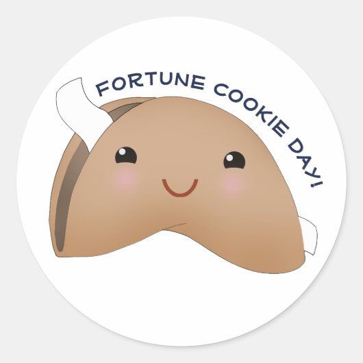 Kawaii Fortune Cookie Day Ronde Sticker (Voorkant)