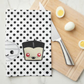 Kawaii Frankenstein Mummy Dracula Kitchen Towel Theedoek (Quarter Fold)