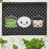 Kawaii Frankenstein Mummy Dracula Kitchen Towel Theedoek (Gevouwen)
