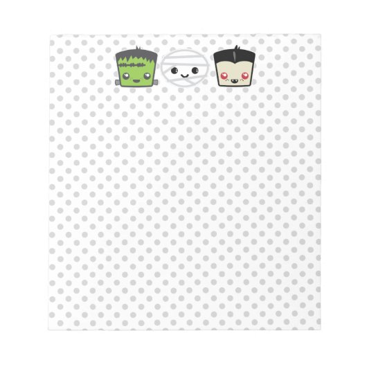 Kawaii Frankenstein Mummy Dracula Notitieblok (Voorkant)