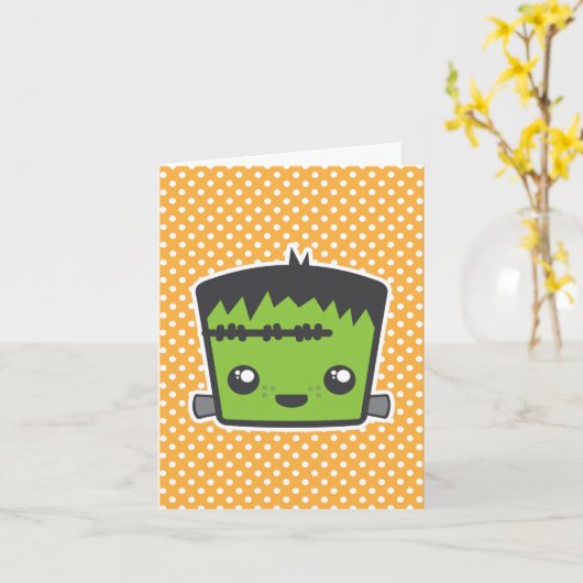 Kawaii Frankenstein Note Kaart (Gele Bloem)