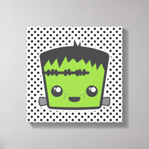 Kawaii Frankenstein Wrapped Canvas Afdruk