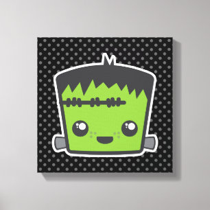 Kawaii Frankenstein Wrapped Canvas Afdruk