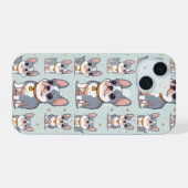 Kawaii Franse Bulldog Frenchie Moods iPhone 15 Hoesje (Achterkant horizontaal)