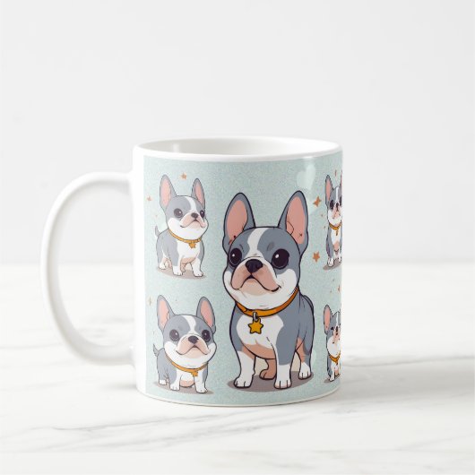Kawaii Franse Bulldog Frenchie Moods Koffiemok (Links)
