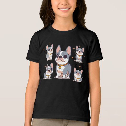 Kawaii Franse Bulldog Frenchie Moods Tri-Blend Shirt (Voorkant)