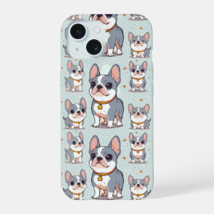 Kawaii Franse Bulldog Frenchie Stemmingen iPhone 15 Hoesje