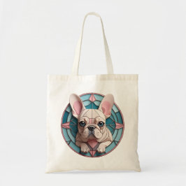 Kawaii Franse Bulldog Pastel Glas in lood Tote Bag