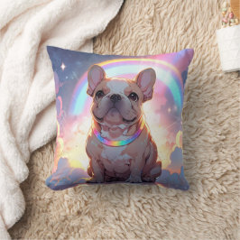 Kawaii Franse Bulldog regenboogwolken Kussen