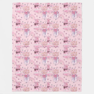 Kawaii Freakshake Pattern – Pastel Paarse Fleece Deken