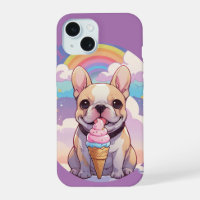 Kawaii French Bulldog Crème glacée Arc-en-ciel
