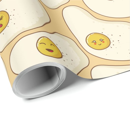 Kawaii Fried Eggs Pattern Cadeaupapier (Rol Hoek)