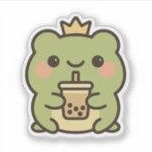 Kawaii Frog met Bubble Tea Sticker (Voorkant)