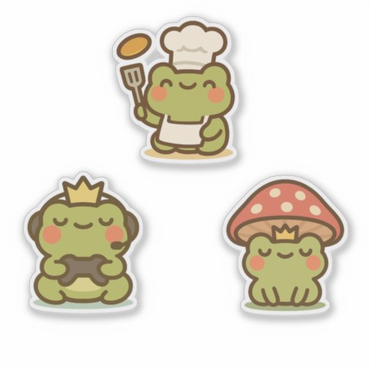 Kawaii Frog Sticke Sticker (Voorkant)