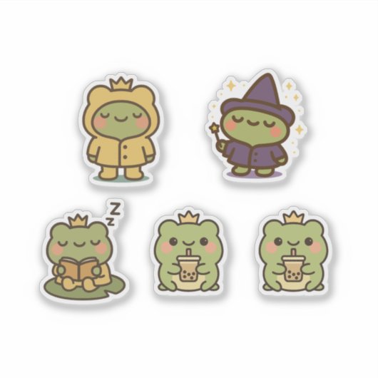 Kawaii Frog Sticke Sticker (Voorkant)