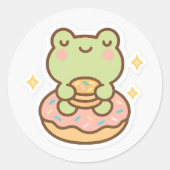 Kawaii Frog with Donut Sticker (Devant)